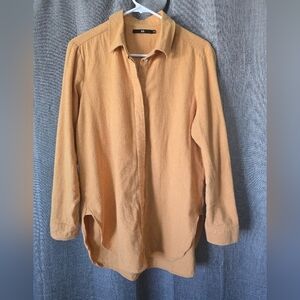 Jarbo Womens Tunic Button Down Mustard Yellow Size 36 (US M or 6)